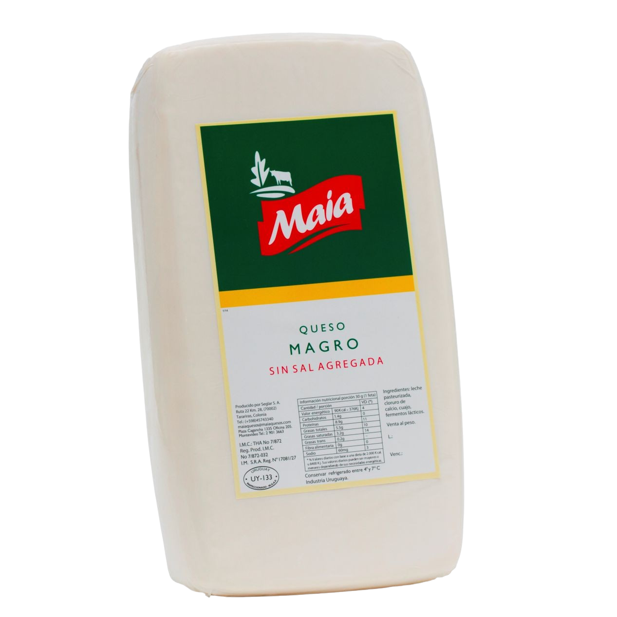 Queso Magro barra sin sal agregada